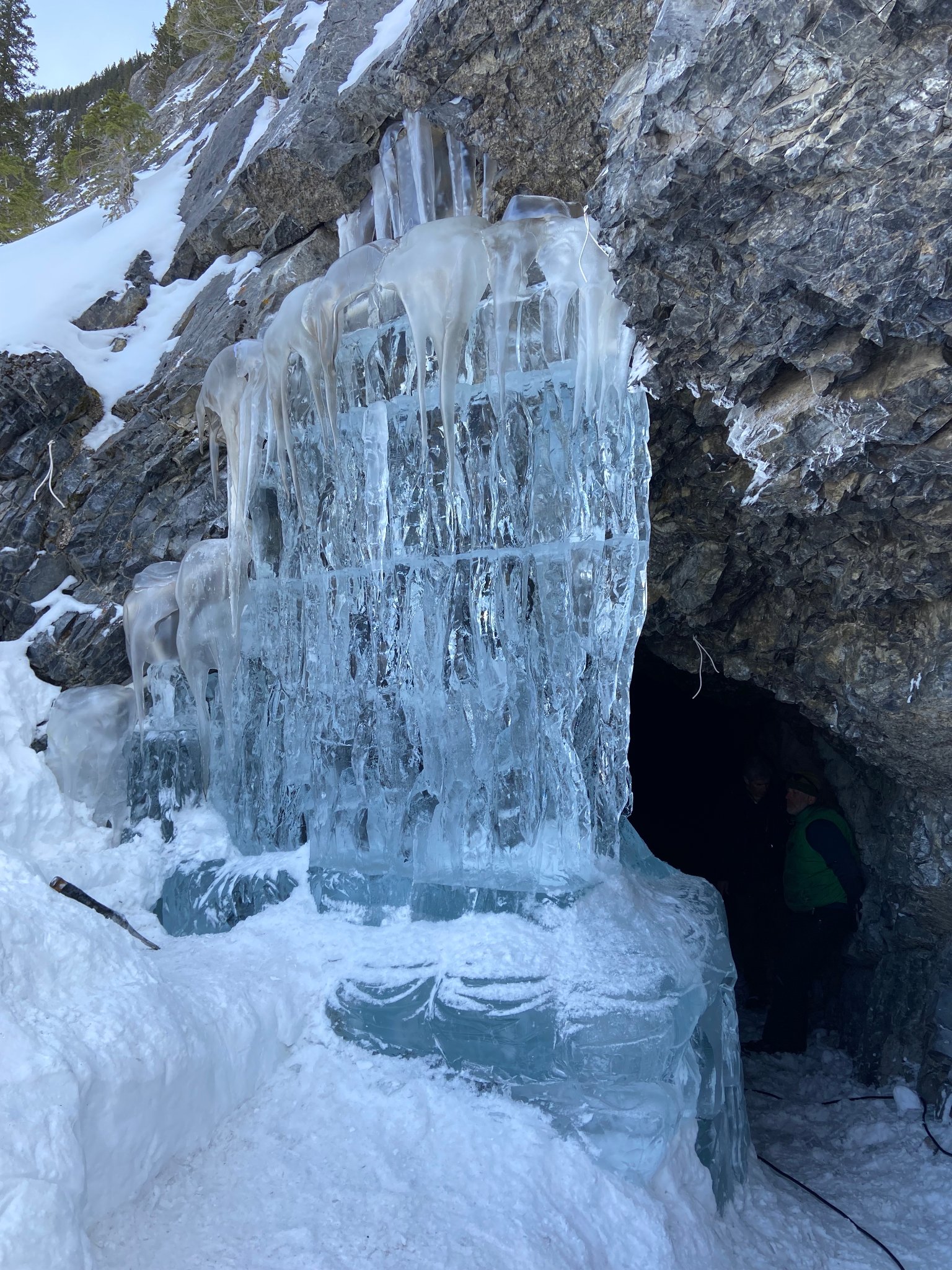 Cave entrance — finished ice wall sealing the cave