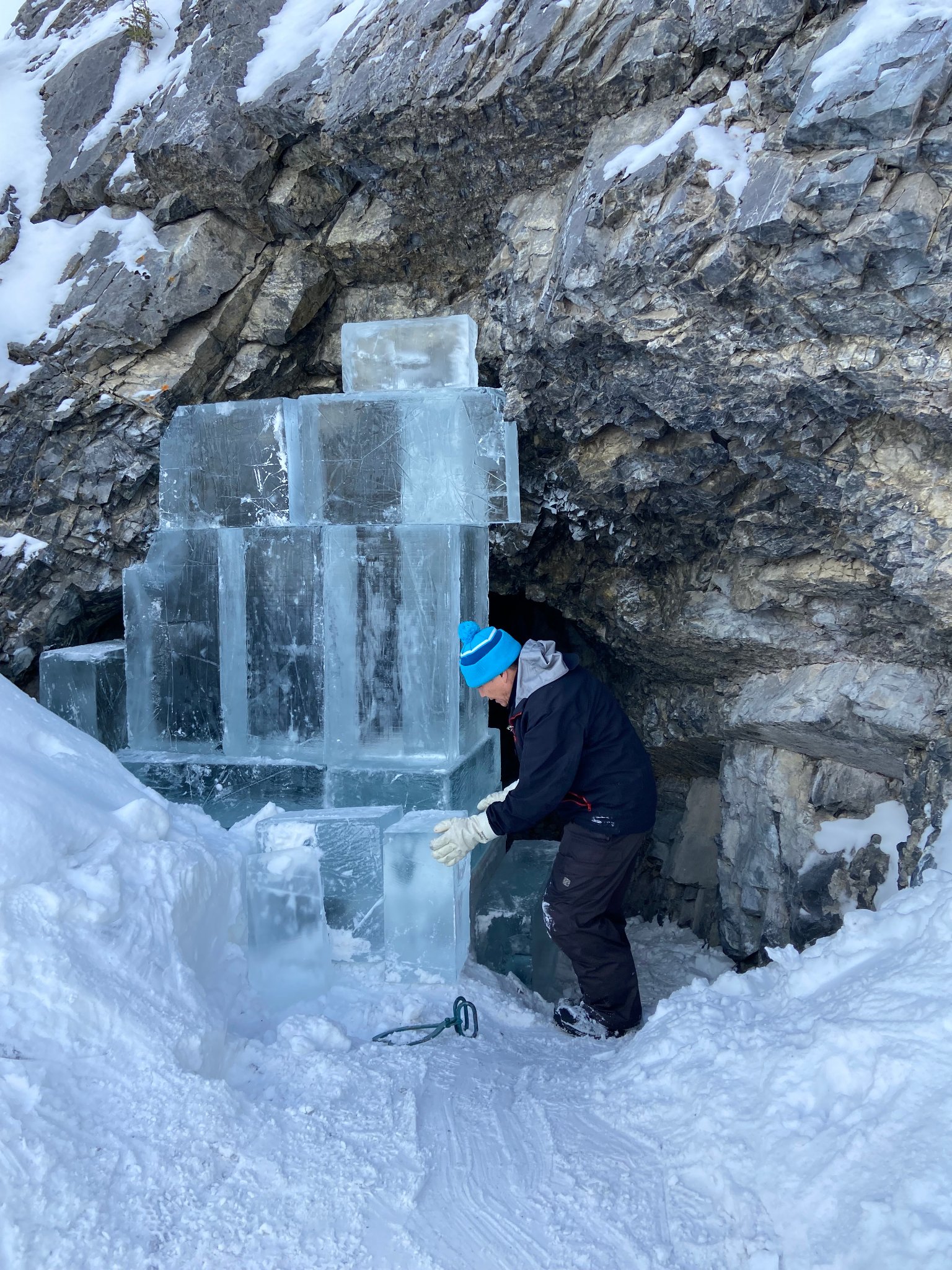 Cave entrance — ice wall taking shape