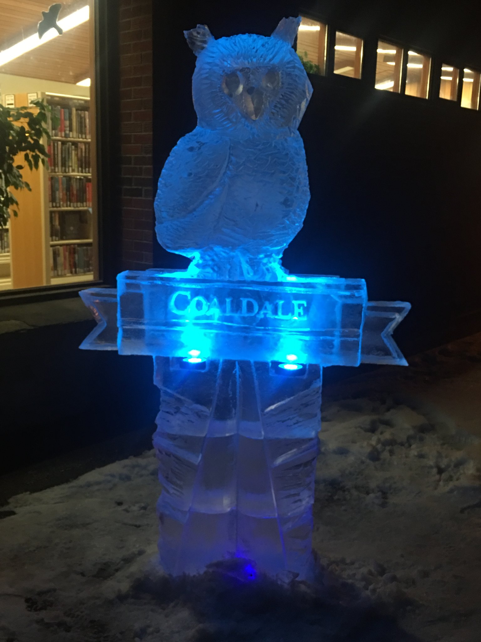 Coaldale Library ice sculpture
