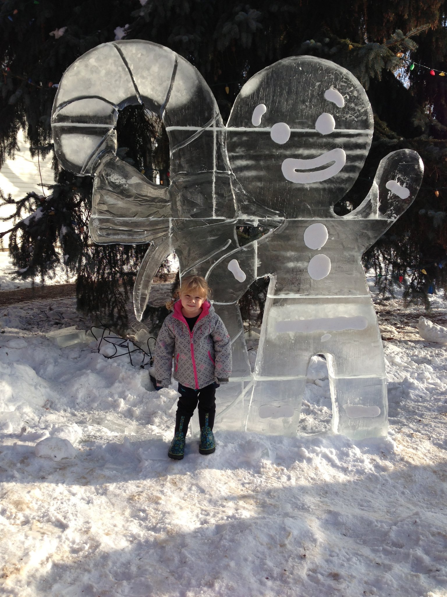 Gingerbread man ice sculpture