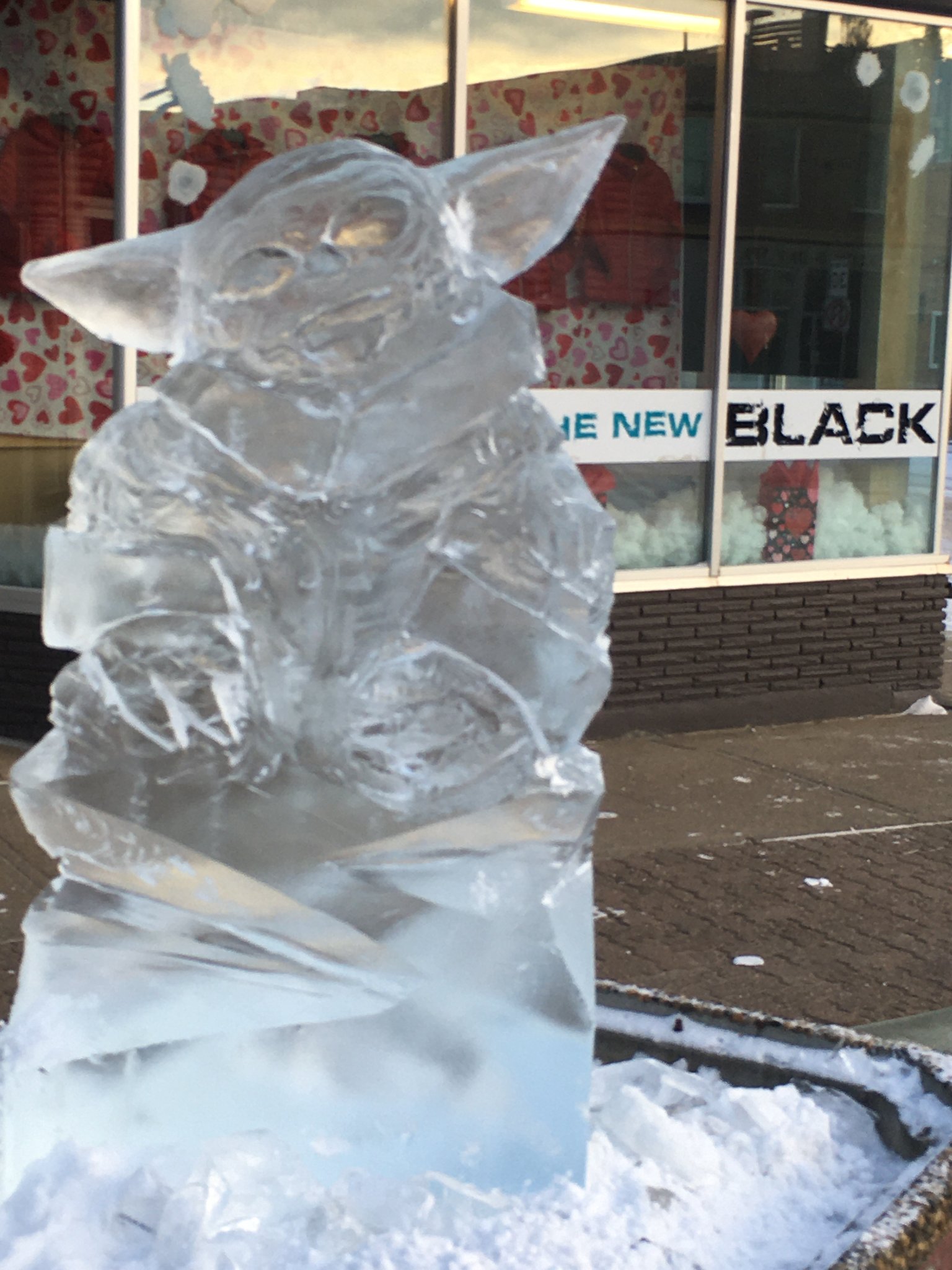 Baby Grogu ice sculpture