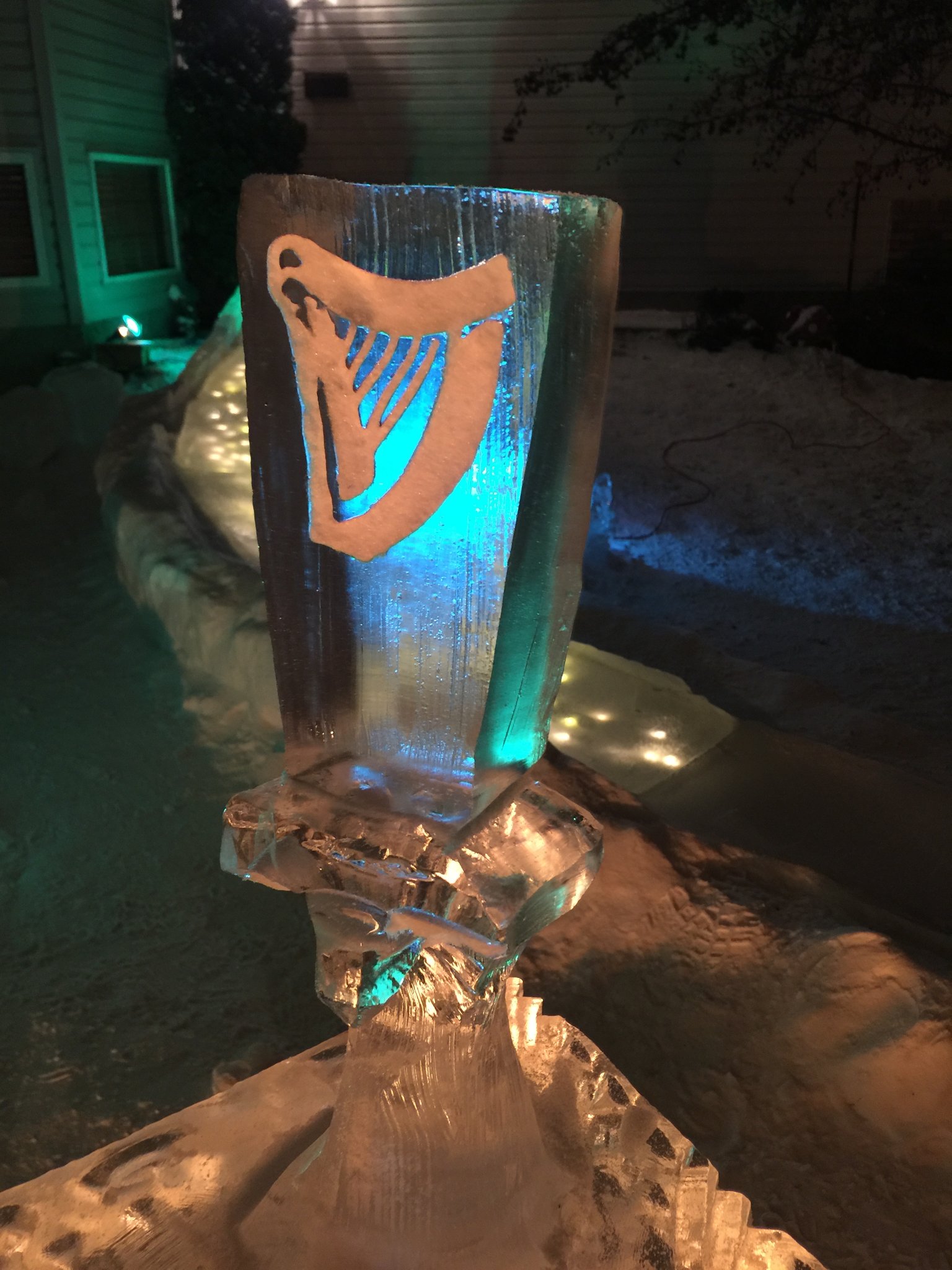 Guinness tap handle ice sculpture