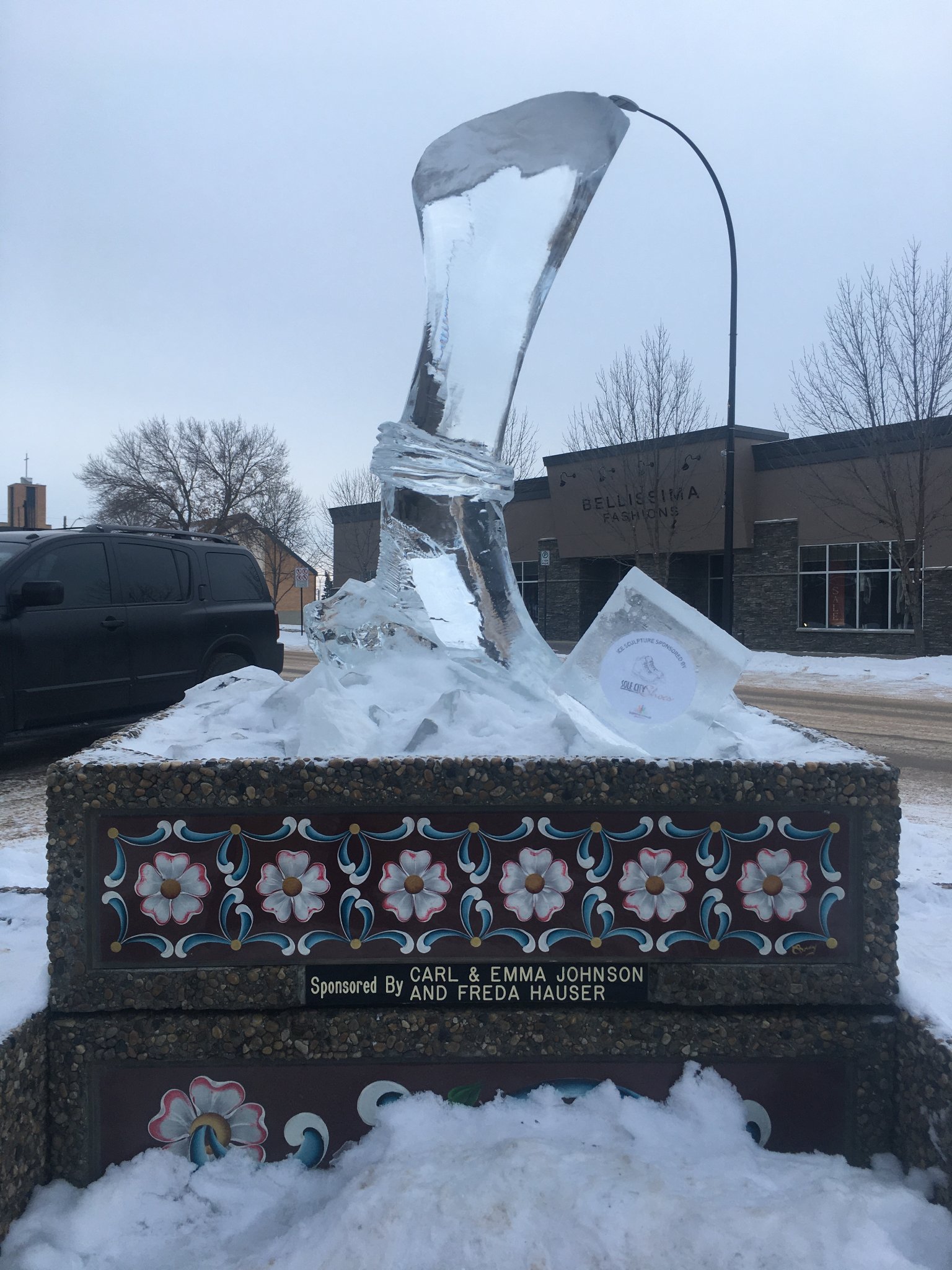 High fashion boot ice sculpture