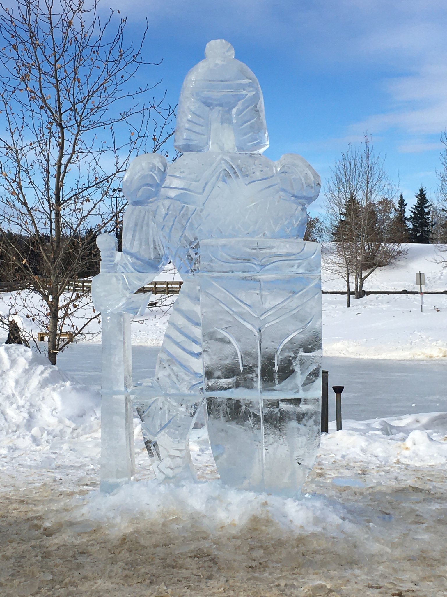 Knight ice sculpture