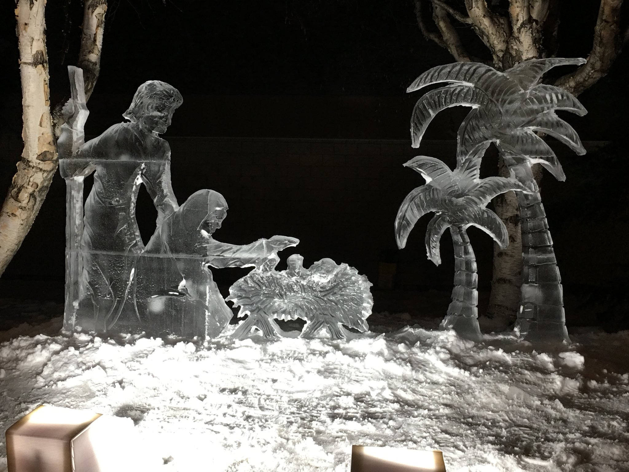 Mary and Joseph ice sculpture
