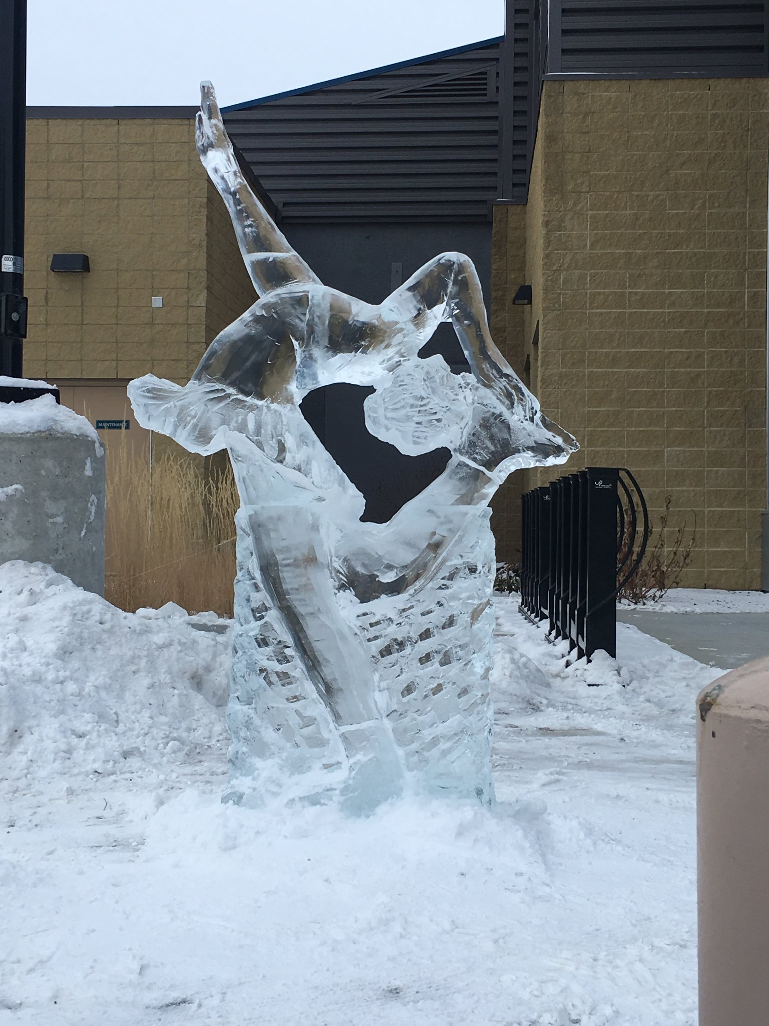 Skater ice sculpture