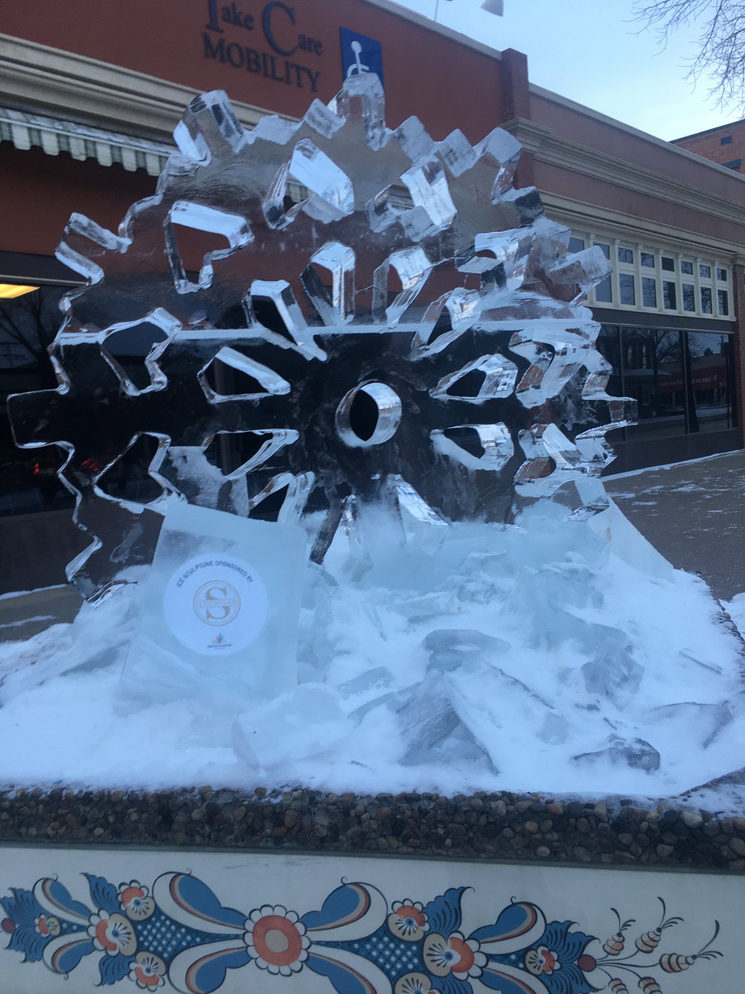 Snowflake ice sculpture