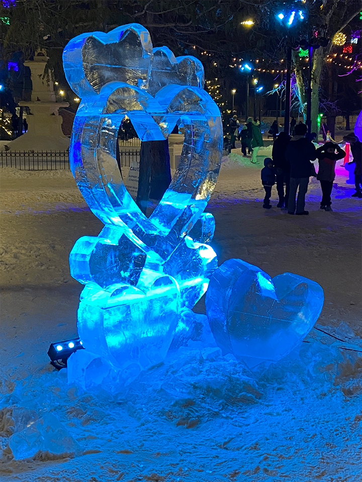 Stack of hearts selfie sculpture in Regina