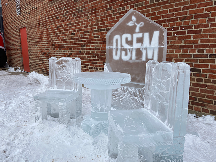 Strathcona Farmers Market ice table and chairs
